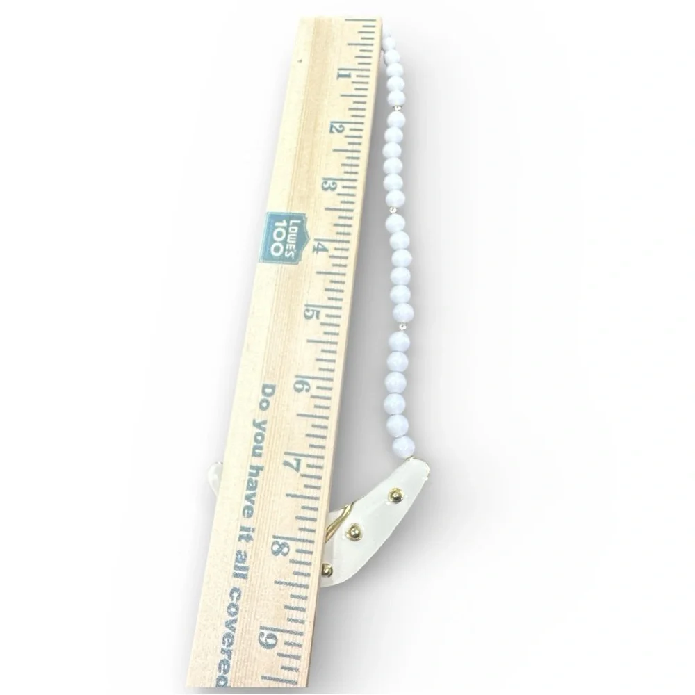 Vintage White and‎ Gold Enameled Necklace
